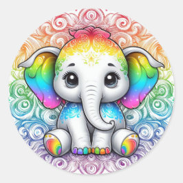 Pegatina Redonda Rainbow elephant stickers large