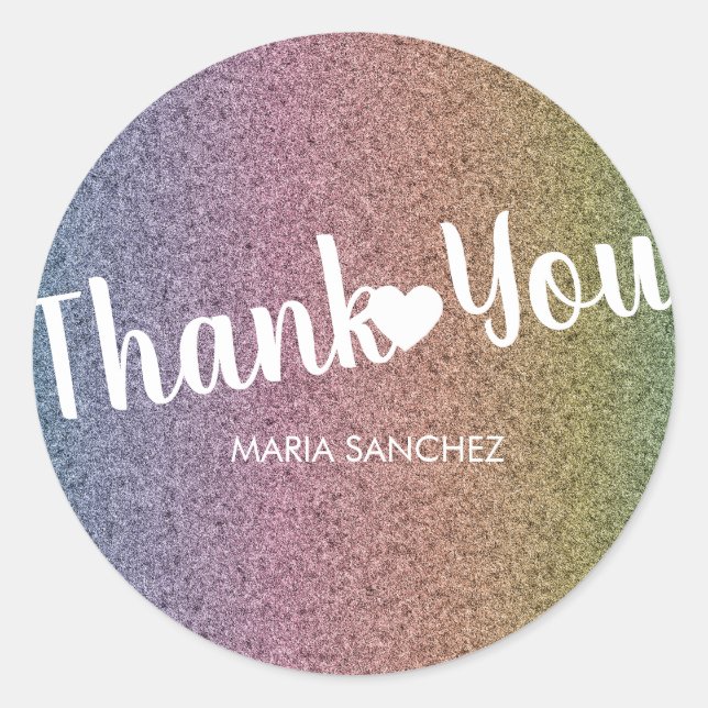 Pegatina Redonda Rainbow Faux Purpurina Pattern Nail Hair Business (Anverso)