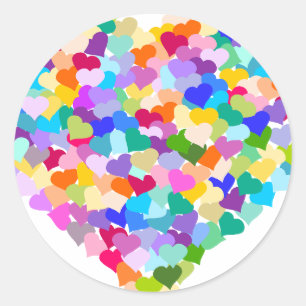 Pegatina Redonda Rainbow Heart Confetti