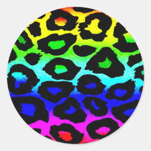 Pegatina Redonda rainbow_leopard_print alterado