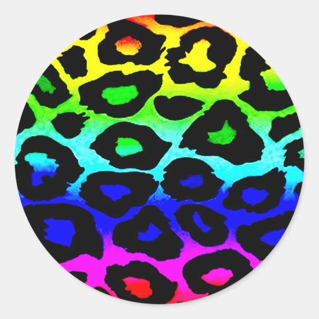 Pegatina Redonda rainbow_leopard_print alterado (Anverso)