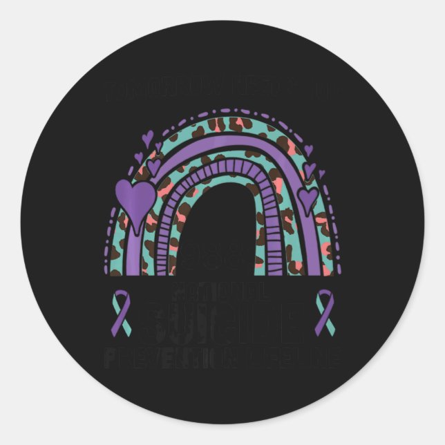 Pegatina Redonda Rainbow Lifeline 988 Suicide Prevention  (Anverso)