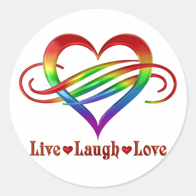 Pegatina Redonda Rainbow Live Laugh Love (Anverso)