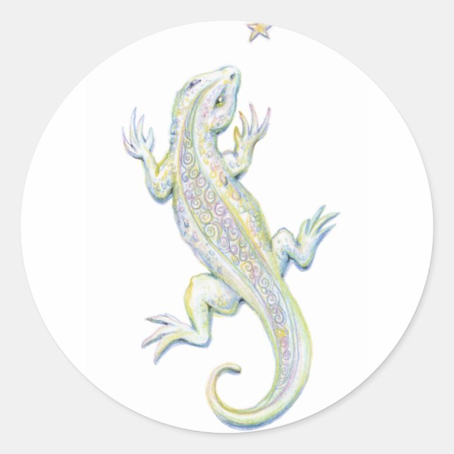 Pegatina Redonda Rainbow Lizard (Anverso)