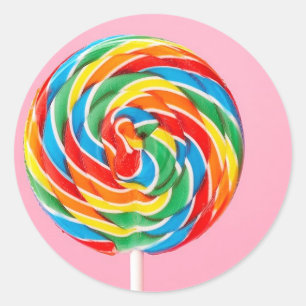 Pegatina Redonda Rainbow Lollipop