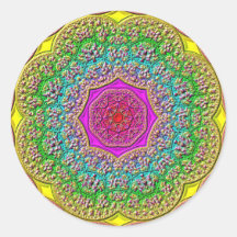 Rainbow Mandala Red Purple Gold Blue Pegatinas