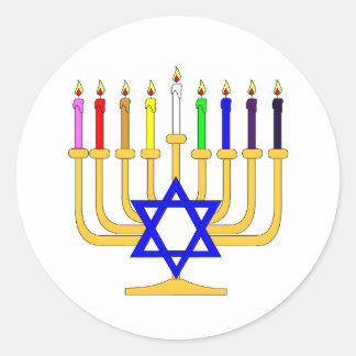 Pegatina Redonda Rainbow Menorah