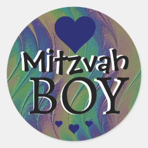 Pegatina Redonda Rainbow Mitzvah Boy