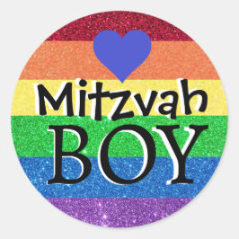 Pegatina Redonda Rainbow Mitzvah Boy