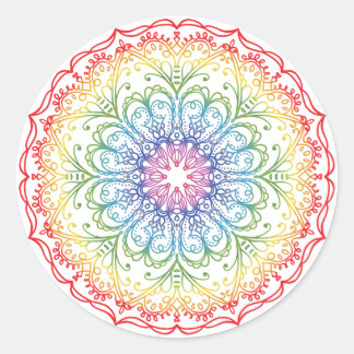 Pegatina Redonda Rainbow Ombre Mandala