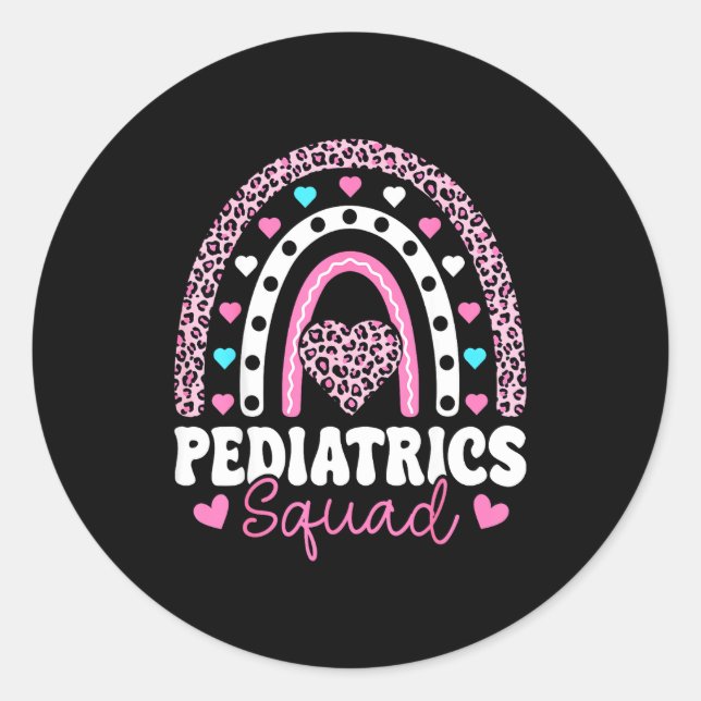 Pegatina Redonda Rainbow Pediatrics Squad - Valentine's Day Pediatr (Anverso)