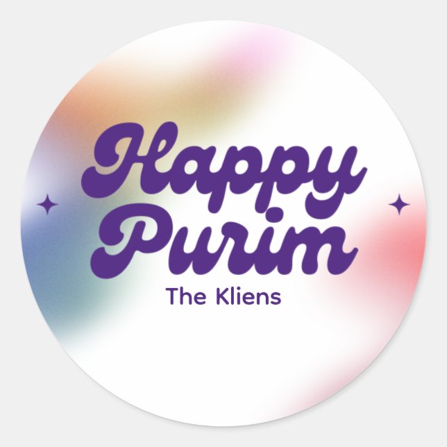 Pegatina Redonda Rainbow Purim Label (Anverso)