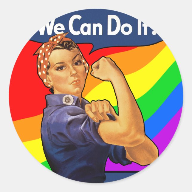 Pegatina Redonda Rainbow Rosie (Anverso)