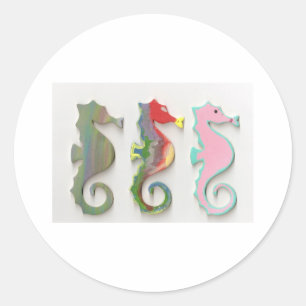 PEGATINA REDONDA RAINBOW SEAHORSES