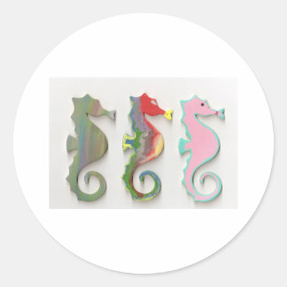 PEGATINA REDONDA RAINBOW SEAHORSES
