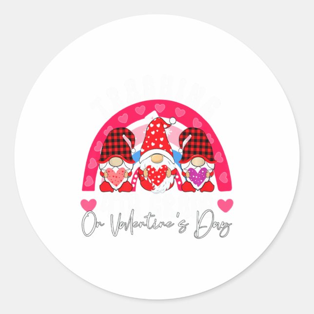 Pegatina Redonda Rainbow Teaching 4th Grade On Valentines Day Teac  (Anverso)