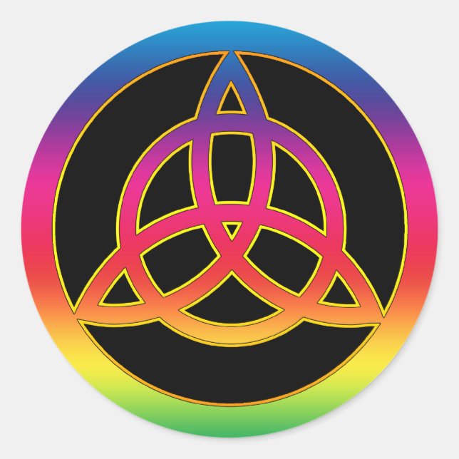 PEGATINA REDONDA RAINBOW TRINITY KNOT (Anverso)