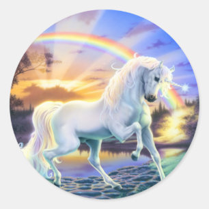 Pegatina Redonda Rainbow Unicorn