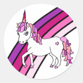 Pegatina Redonda Rainbow Unicorn