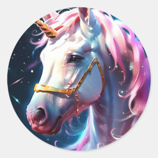 Pegatina Redonda Rainbow Unicorn