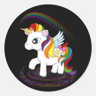 Pegatina Redonda Rainbow Unicorn