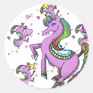 Pegatina Redonda Rainbow Unicorn