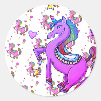 Pegatina Redonda Rainbow Unicorn