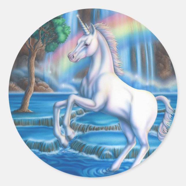 Pegatina Redonda Rainbow Unicorn (Anverso)