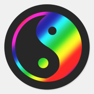 Pegatina Redonda Rainbow Yin Yang