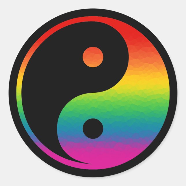 Pegatina Redonda Rainbow Yin Yang (Anverso)