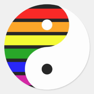 Pegatina Redonda Rainbow Yin Yang