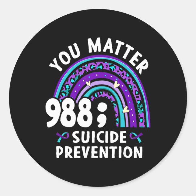 Pegatina Redonda Rainbow You 988 Suicide Preventions Week Ri  (Anverso)