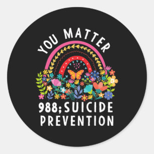 Pegatina Redonda Rainbow You Problem 988 Suicide Prevention Awarene