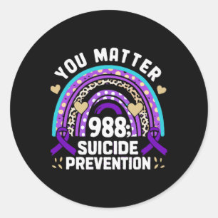 Pegatina Redonda Rainbow You Problem 988 Suicide Prevention Awarene