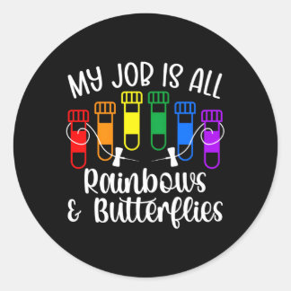 Pegatina Redonda Rainbows Butterflies Phlebotomist Phlebotomy Tech