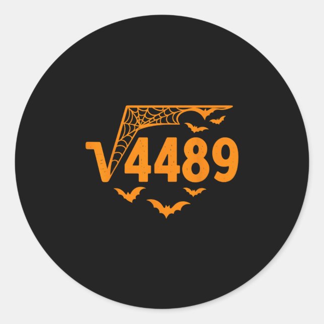 Pegatina Redonda Raíz Cuadrada 4489 Funny Halloween Meme 67 Math Te (Anverso)