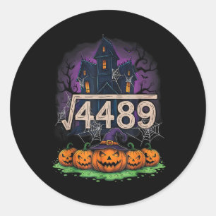 Pegatina Redonda Raíz Cuadrada 4489 Funny Halloween Meme 67 Math Te