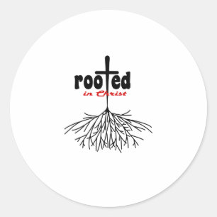 Pegatina Redonda Raíz Tu Fe En Jesucristo Cruz Cristiana
