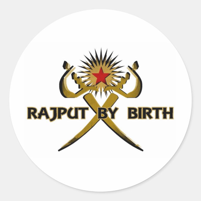 Pegatina Redonda Rajput Por Birth Sun-Star (Anverso)