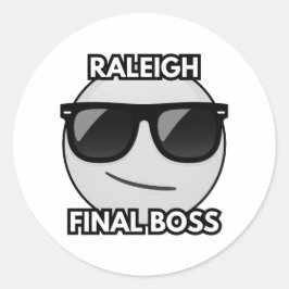 Pegatina Redonda Raleigh Final Boss Cool Emoji Sticker