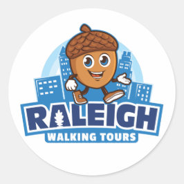 Pegatina Redonda Raleigh Walking Tours Cute Acorn