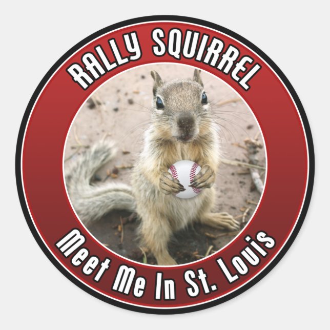 Pegatina Redonda Rally Squirrel - Louis, Missouri (Anverso)