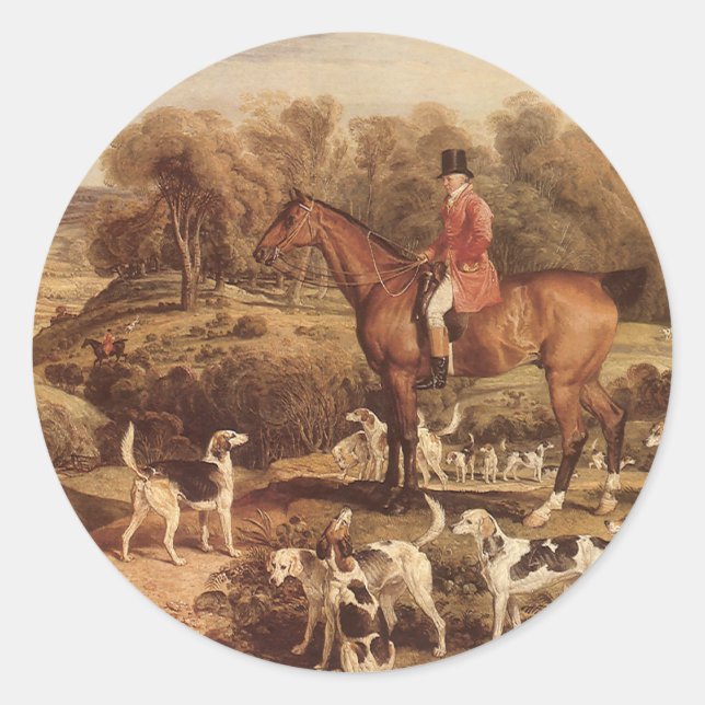 Pegatina Redonda Ralph Lambton y sus Hounds de James Ward (Anverso)