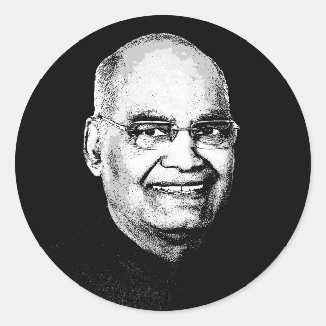 Pegatina Redonda Ram Nath Kovind (Anverso)
