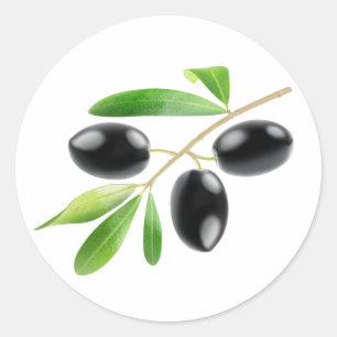 Pegatina Redonda Rama con aceitunas negras