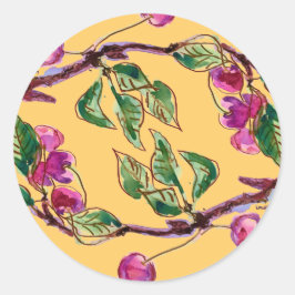 Pegatina Redonda Rama de cerezas