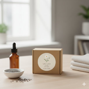 Pegatina Redonda Rama de manzanilla - Crema suave