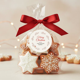 Pegatina Redonda Rama de Navidad de Bayas Festivas