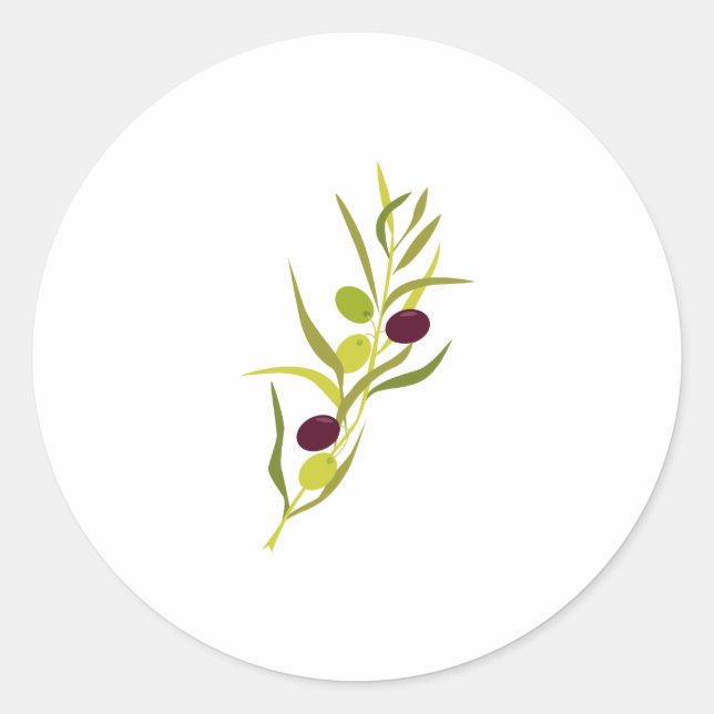 Pegatina Redonda Rama de olivo