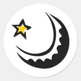 Pegatina Redonda Ramadan Crescent Moon y Star Swoosh